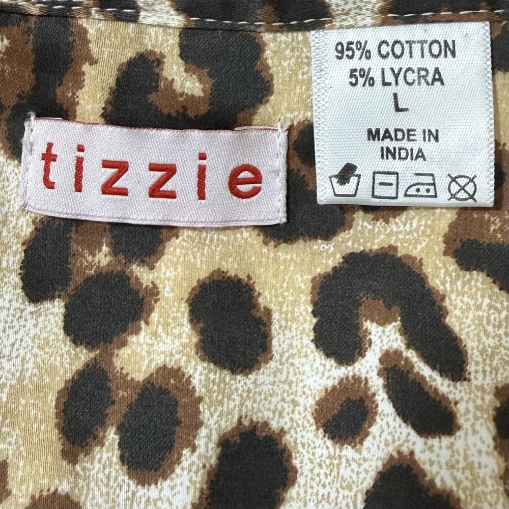 Tizzie Top Women's L White Multicolor Leopard Animal Print Abstract Casual Shirt - Picture 5 of 8